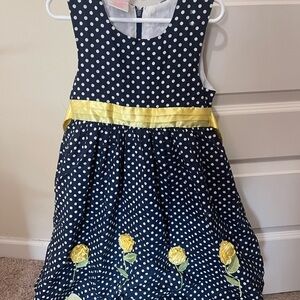 Polka Dot Girls Dress with Yellow Accents